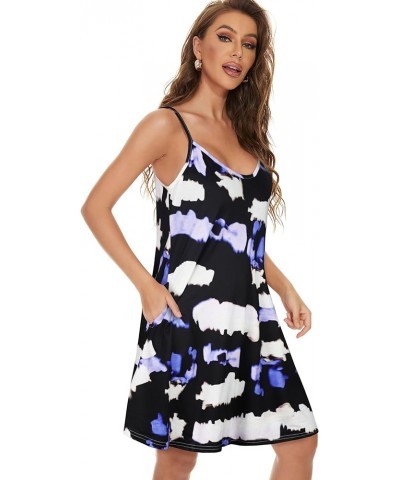 Womens Spaghetti Strap Dress Summer Dresses Beach Cover Ups Casual Sundresses with Pockets Tie Dye Purple $14.35 Swimsuits