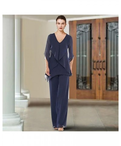 V Neck Flared Sleeve Mother of The Bride Dress for Wedding Women Pant Suits Outfits NY042 Lilac $32.40 Suits