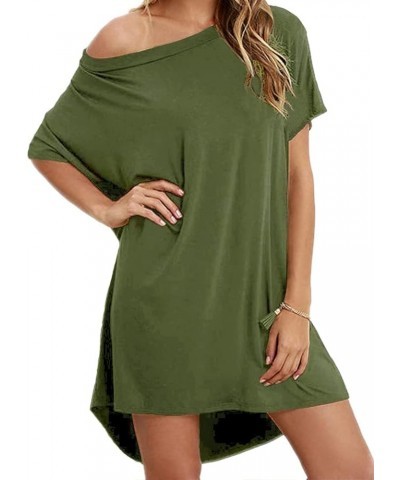 Women Loose T Shirts Home Short Shirt Mini Dresses Tops Armygreen $9.65 Dresses