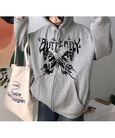 Women Men Zip Up Hoodie Y2K Halloween Butterfly Print Jacket Goth Punk Sweatshirt with Hood Style19 $13.67 Others