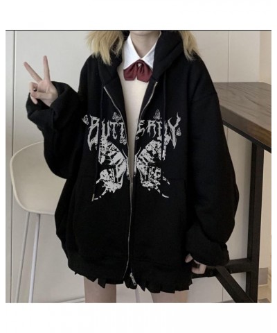 Women Men Zip Up Hoodie Y2K Halloween Butterfly Print Jacket Goth Punk Sweatshirt with Hood Style19 $13.67 Others