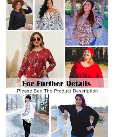 VOGRACE Womens-Plus-Size-Tops Flowy Long Sleeve Henley Shirts Buttons Up Blouses Pleated Tunics 11_christmas_sb $9.17 Tops