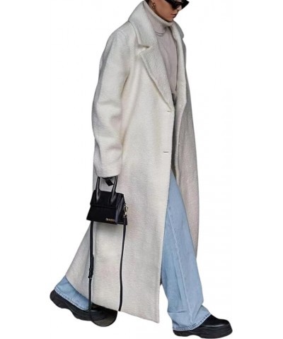 Women's Winter Casual Wool Blend Overcoat Notch Lapel Single Breasted Belted Long Wool Coat Beige $25.94 Coats