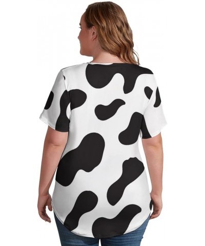 Dairy Cow Pattern Animal V Neck Short-Sleeve Womens Shirt Printed for Women Summer Top 3XL 3X-Large Style-1 $19.36 T-Shirts