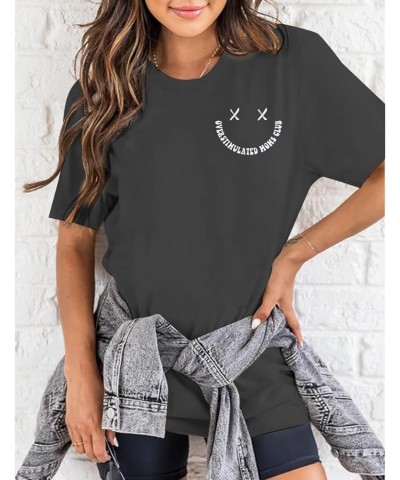 Overstimulated Moms Club Shirt Oversized Mama Shirts Funny Mom Life Graphic Tees Casual Short Sleeve Trendy Tops Dark Grey $1...