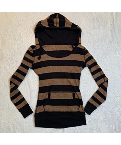 Women's Grunge Striped Hoodies Long Sleeve Harajuku Hooded Sweatshirt Gothic Pullover Top Y2K Casual Streetwear Brown $10.44 ...