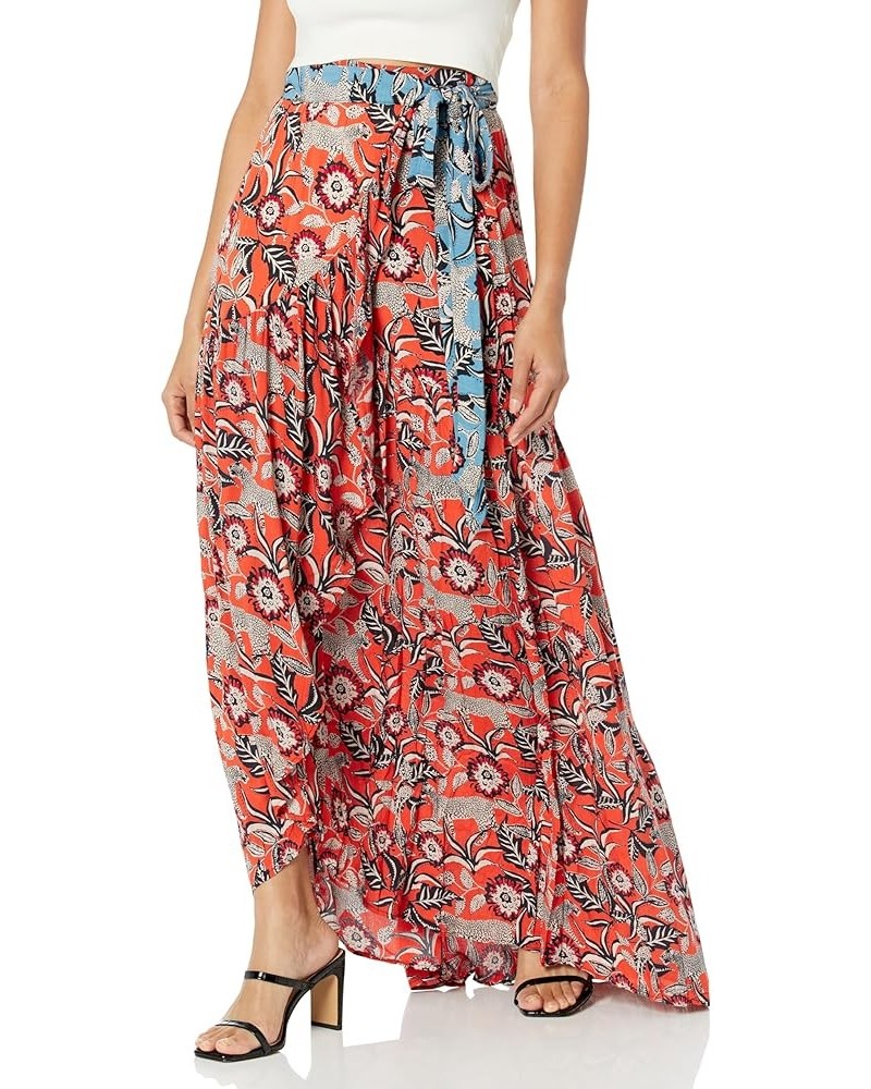 Women's Printed Maxi Wrap Skirt Flame $17.57 Skirts