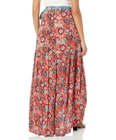 Women's Printed Maxi Wrap Skirt Flame $17.57 Skirts