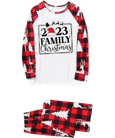 Womens Pajama Sets Christmas Dad Letter Plaid Print Top Pants Family Clothes Pajamas Infant Christmas Pajamas 43-red-t $10.82...