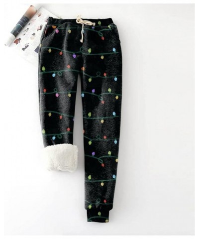 Christmas Women's Fleece Sweatpants Sherpa Lined Winter Warm Athletic Jogger Xmas Snowflake Printed Thermal Pants Black-001 $...