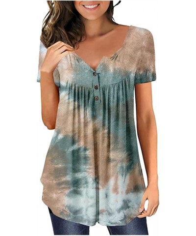 Funeral Summers Tunic Women's Short Sleeve Beautiful Comfortable Shirt for Womens Gradient Color V Pattern 1-multicolor $7.50...