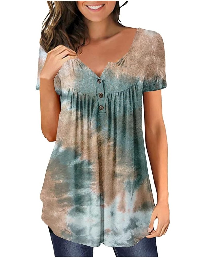 Funeral Summers Tunic Women's Short Sleeve Beautiful Comfortable Shirt for Womens Gradient Color V Pattern 1-multicolor $7.50...