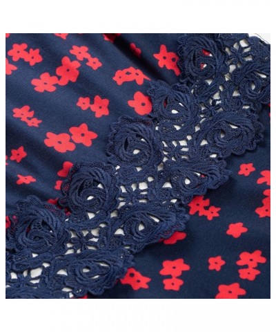 Women's Cocktail A-Line Embroidery Casual Party Summer Wedding Guest Dress A079 Dark Blue+red Floral - 3/4 Sleeves $15.58 Dre...