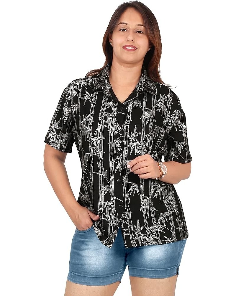 Women's Blouses Button Down Short-Sleeve Tops Bohemian Vacation Beach Hawaiian Shirt Relaxed Fit Shirts for Women Allover Ste...