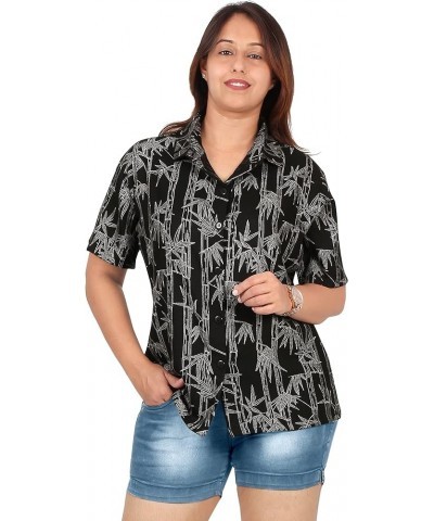 Women's Blouses Button Down Short-Sleeve Tops Bohemian Vacation Beach Hawaiian Shirt Relaxed Fit Shirts for Women Allover Ste...