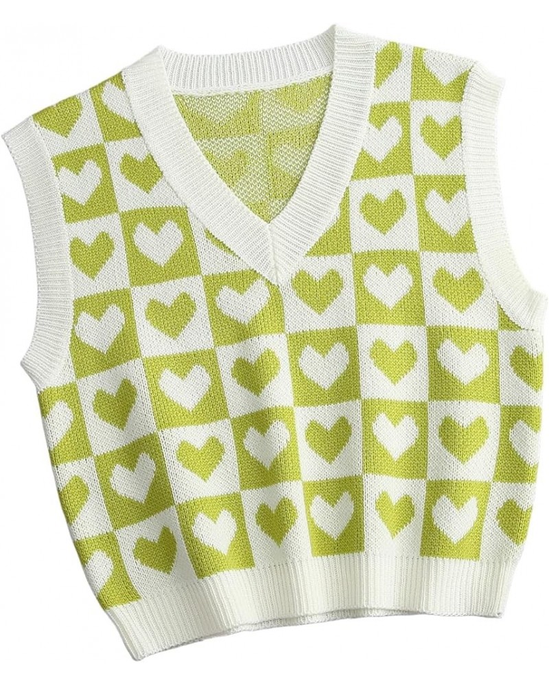 Women's Sleeveless Round Neck Cute Strawberry Sweater Vest Crop Shirt Top Olive Green $15.07 Sweaters