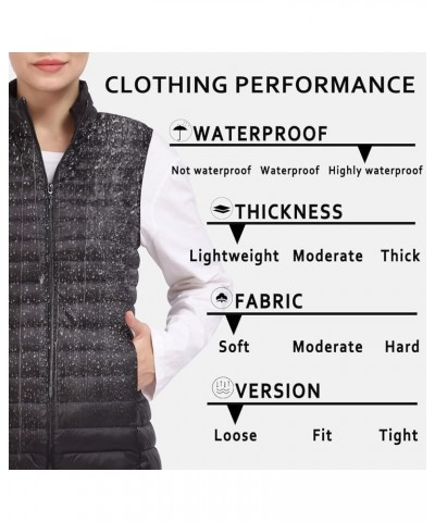 Long Puffer Vest Women Winter Ultra Light Long Down Vest with Stand Collar Black Womens Vests Outerwear Black $20.70 Vests