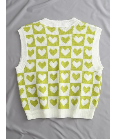 Women's Sleeveless Round Neck Cute Strawberry Sweater Vest Crop Shirt Top Olive Green $15.07 Sweaters