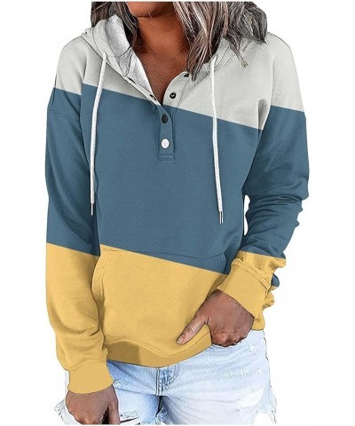 Hooded Sweatshirts for Women Color Block Button Down Y2K Hoodies Pullover Tops Workout Outfits 2023 Fall Clothes 04 Navy $8.1...