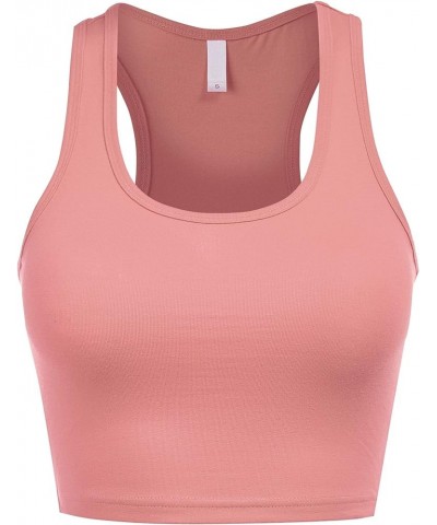 Women's Scoop Neck Workout and Training Basic Sleeveless Racerback Crop Sports Active Camis Tanks Top Mauve $9.69 Tanks