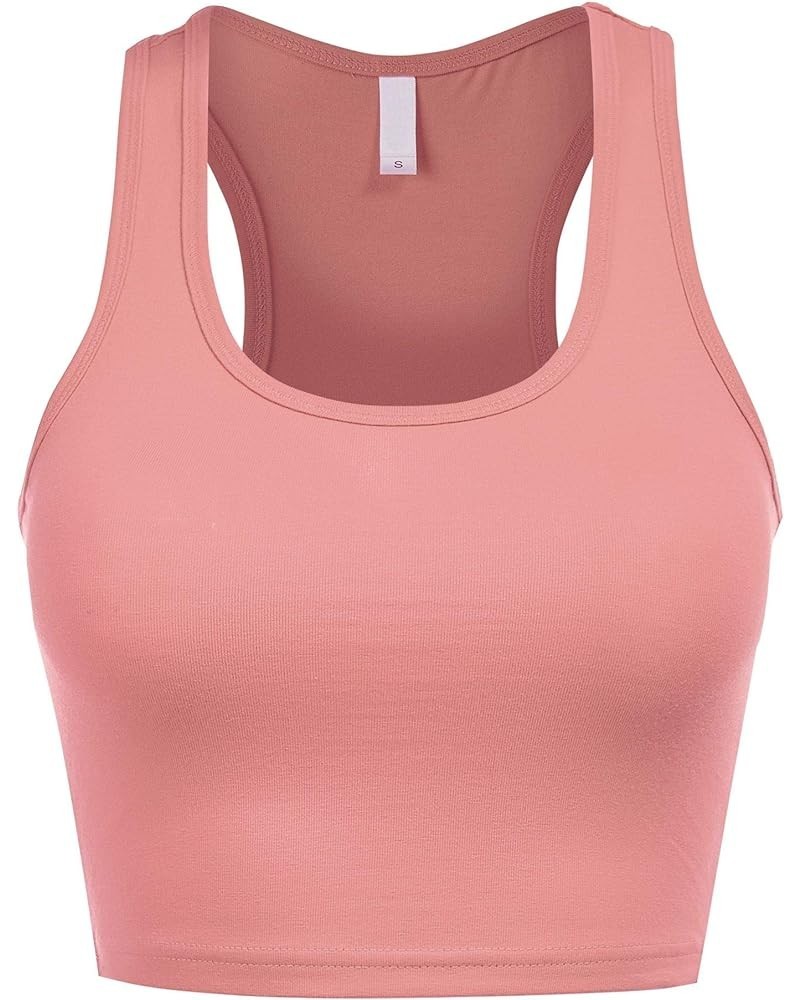 Women's Scoop Neck Workout and Training Basic Sleeveless Racerback Crop Sports Active Camis Tanks Top Mauve $9.69 Tanks