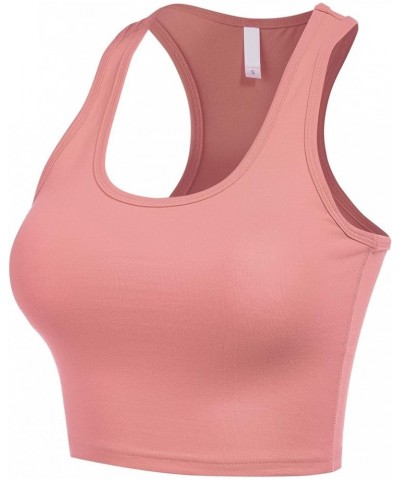 Women's Scoop Neck Workout and Training Basic Sleeveless Racerback Crop Sports Active Camis Tanks Top Mauve $9.69 Tanks