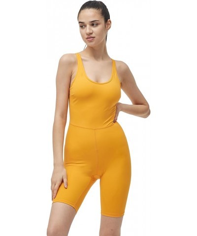 Womens Backless Cross Tank Top Tummy Control Bodycon Shorts Jumpsuit Rompers 1 Short Orange $14.83 Activewear