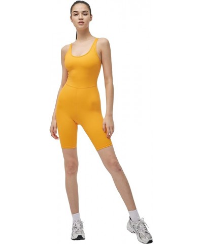 Womens Backless Cross Tank Top Tummy Control Bodycon Shorts Jumpsuit Rompers 1 Short Orange $14.83 Activewear