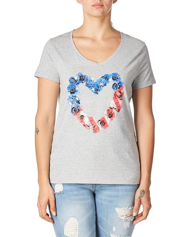 Women's Short Sleeve V-Neck Graphic T-Shirt Stars and Stripes $7.80 T-Shirts