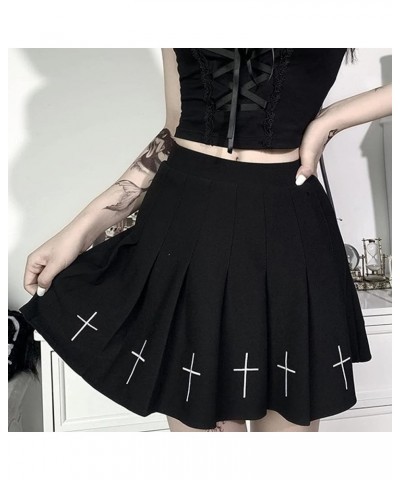 Womens Pleated Skirt Skater Skirt with Belt Goth Kawaii Plaid Mini Cute High Waist Tennis Skirt with Lining Shorts Gothic 51 ...