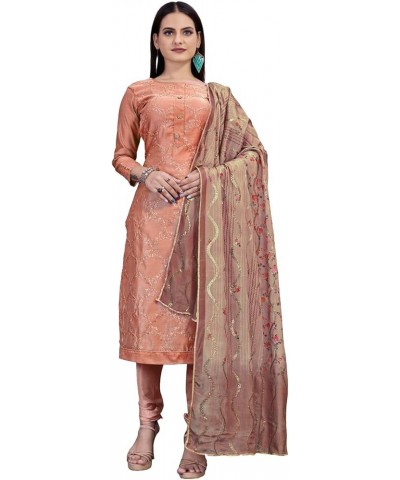 Salwar Kameez Suit for Women Indian Party Wear Plus Size Salwar Suit Dress With Dupatta Peach & Brown $39.95 Suits