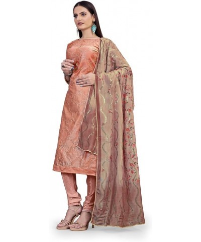 Salwar Kameez Suit for Women Indian Party Wear Plus Size Salwar Suit Dress With Dupatta Peach & Brown $39.95 Suits