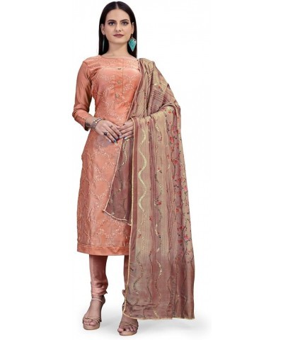 Salwar Kameez Suit for Women Indian Party Wear Plus Size Salwar Suit Dress With Dupatta Peach & Brown $39.95 Suits