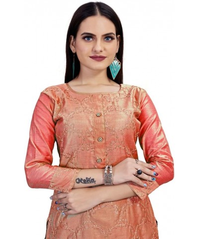 Salwar Kameez Suit for Women Indian Party Wear Plus Size Salwar Suit Dress With Dupatta Peach & Brown $39.95 Suits