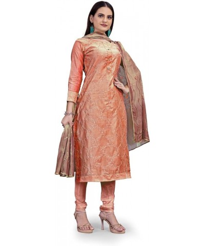 Salwar Kameez Suit for Women Indian Party Wear Plus Size Salwar Suit Dress With Dupatta Peach & Brown $39.95 Suits