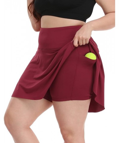 Women's Plus Size Tennis Skort Pleated Athletic Golf Skirt with Shorts Burgundy $16.00 Skorts