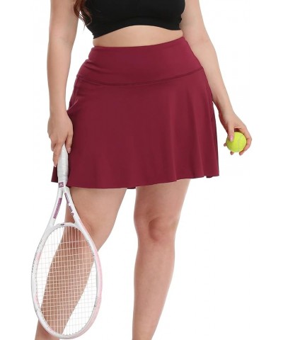 Women's Plus Size Tennis Skort Pleated Athletic Golf Skirt with Shorts Burgundy $16.00 Skorts