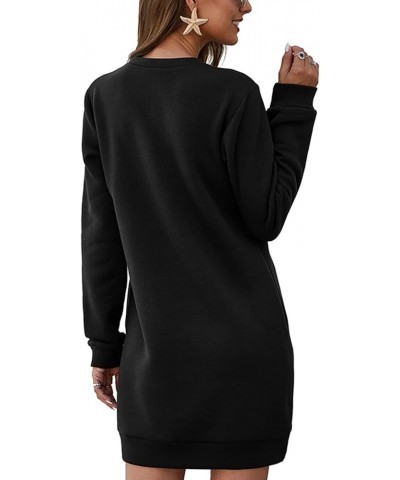 Women's Winter Sweatshirt Dress Fleece Lined Pullover Shirt with Pockets Warm Black $17.29 Hoodies & Sweatshirts