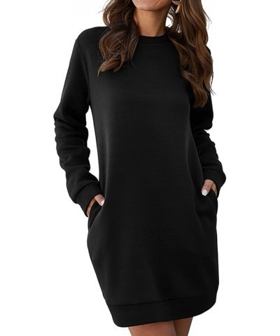 Women's Winter Sweatshirt Dress Fleece Lined Pullover Shirt with Pockets Warm Black $17.29 Hoodies & Sweatshirts