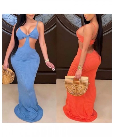 Womens Spaghetti Strap Leaf Printed Maxi Dress Bandage Bodycon Beach Holiday Long Dress 315 Orange $11.87 Dresses