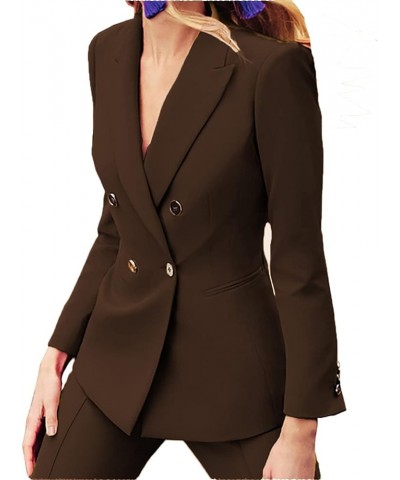 Women's Business Suit Double Breasted Slim Fit 2 Piece Work Lady Blazer Jacket,Pant Suits Hunt Green $35.65 Suits