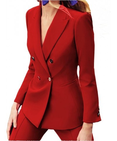 Women's Business Suit Double Breasted Slim Fit 2 Piece Work Lady Blazer Jacket,Pant Suits Hunt Green $35.65 Suits