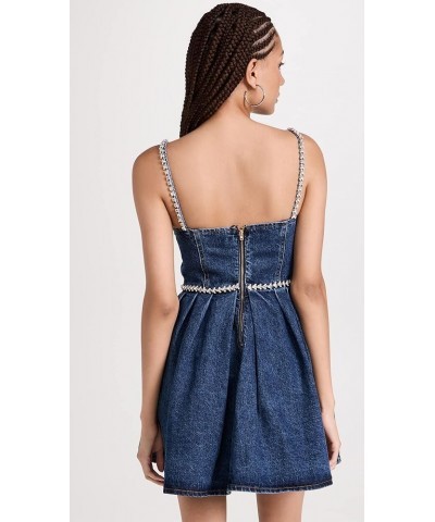 Women's Diamante Detail Denim Mini Dress Blue $145.25 Dresses