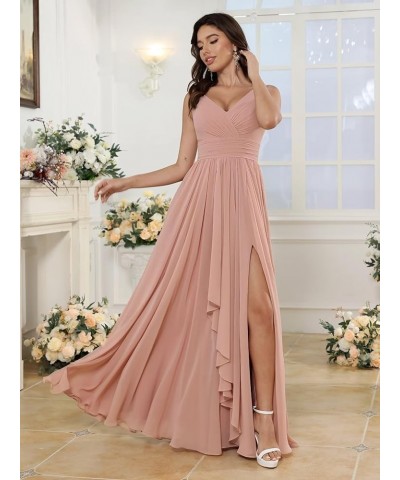 Women‘s V-Neck Bridesmaid Dresses with Slit Long Pleated Chiffon A-Line Formal Party Dresses with Pockets YO002 Grape $21.12 ...