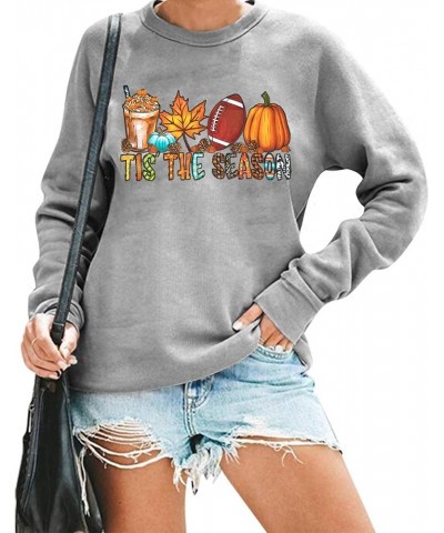 It's Fall Y'all Leopard Plaid Dot Pumpkin Sweatshirt Women's Halloween Long Sleeve Casual Pullover Tops Grey $12.74 Hoodies &...