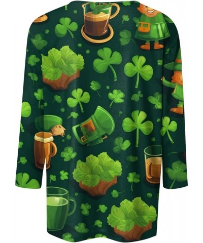 Three Quarter Sleeve Tops Ladies Shirt St.Patrick's Printed Blouse Basic Tunic Round Neck 2024 Spring Tee Loose Tunic 5-light...