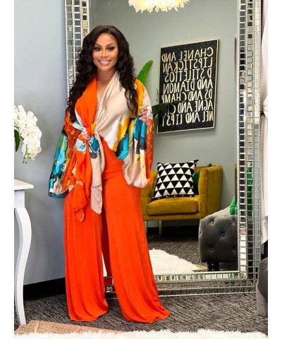 Women's Satin Open Front Cardigan Kimono Duster Sexy Beach Cover-Up Loose Long Flowy Maxi Dress Floral Robe 10173-orange $19....