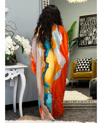 Women's Satin Open Front Cardigan Kimono Duster Sexy Beach Cover-Up Loose Long Flowy Maxi Dress Floral Robe 10173-orange $19....