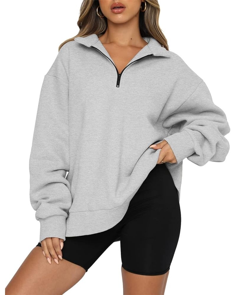 Womens Fashion Hoodies & Sweatshirt Pullover Fall Fashion 2024 Teen Girls Half Zip Winter Warm Top 2 Grey $18.54 Hoodies & Sw...