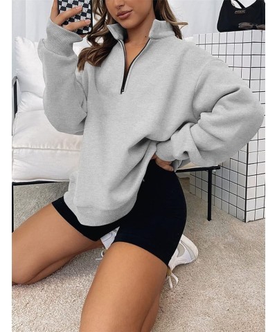 Womens Fashion Hoodies & Sweatshirt Pullover Fall Fashion 2024 Teen Girls Half Zip Winter Warm Top 2 Grey $18.54 Hoodies & Sw...